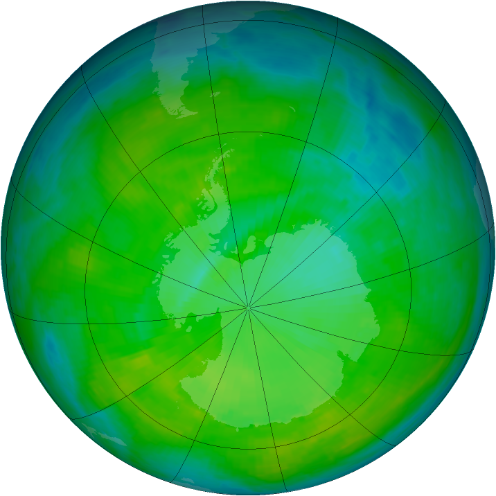 Antarctic ozone map for 14 December 1987